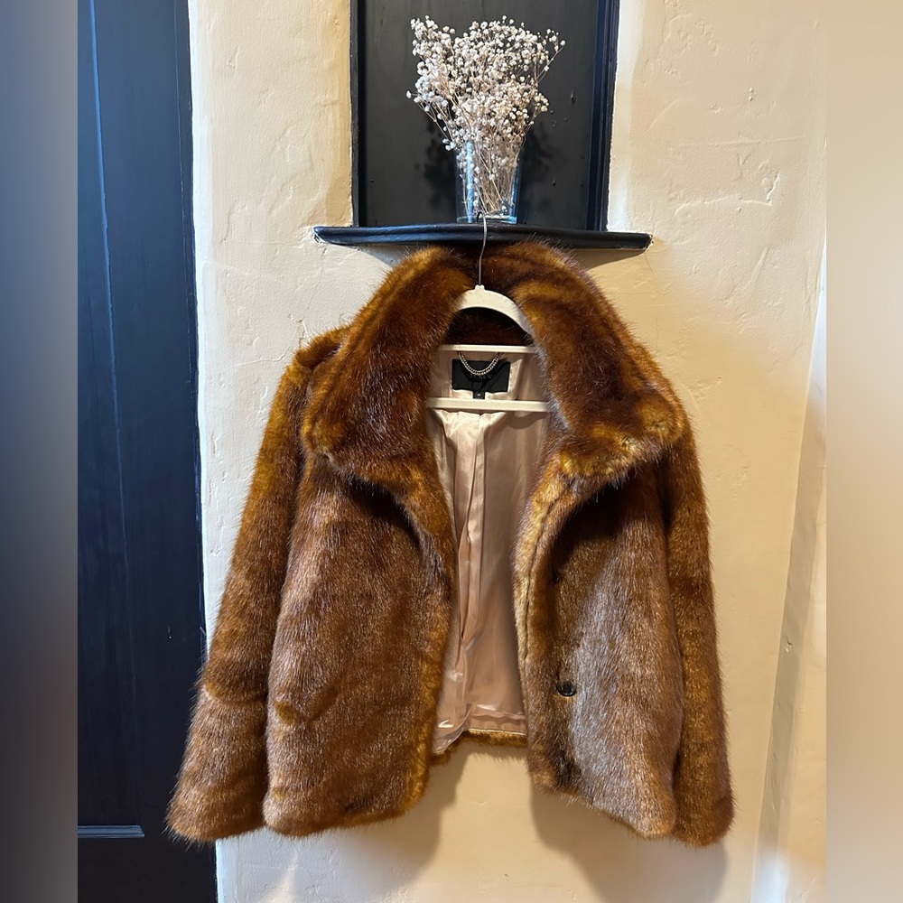 J.Crew Collection, M, Brown Faux Fur Jacket - Sold Out, NWOT